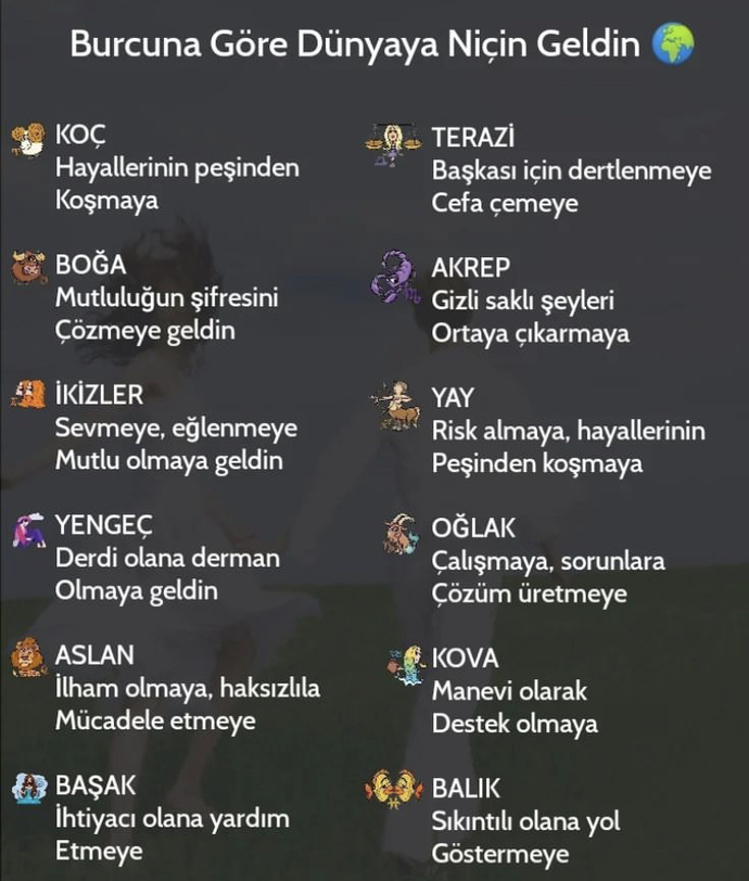 Burcuna göre dünyaya neden geldin 🌎?