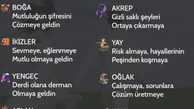 Burcuna göre dünyaya neden geldin 🌎?
