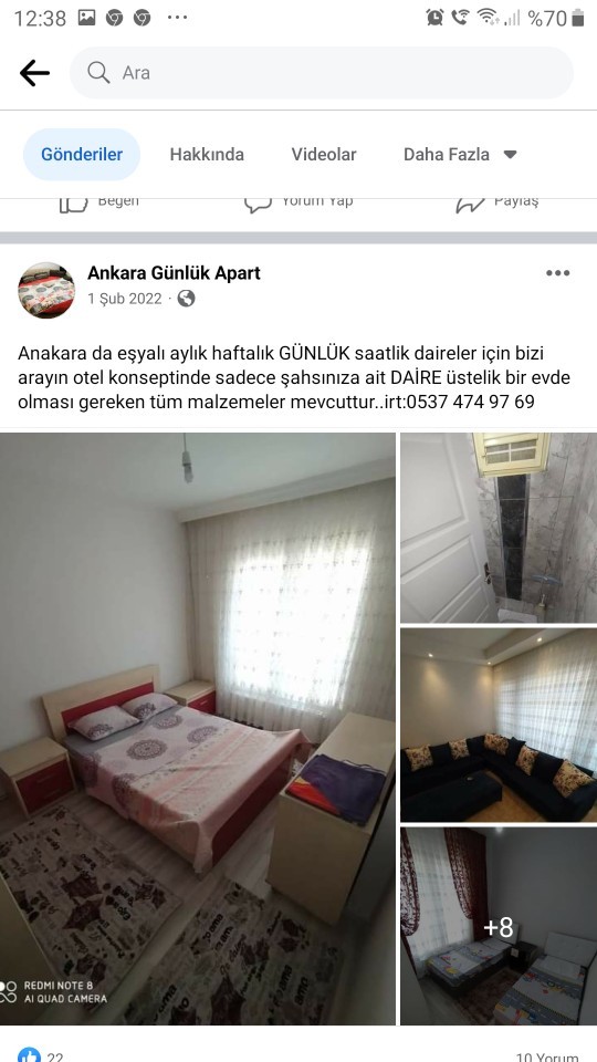 Ankara  da bildiğiniz güvenilir günlük kiralık daire/apart var mı?