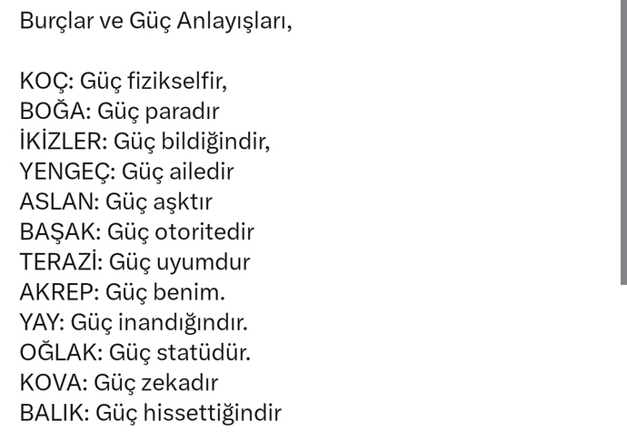 Burçlara göre sizin GÜÇ anlayışınız nedir?