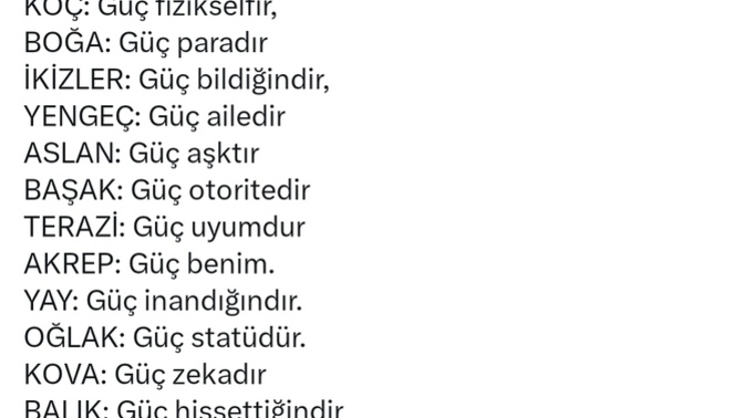 Burçlara göre sizin "GÜÇ" anlayışınız nedir?