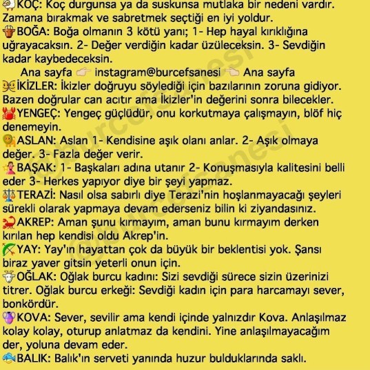 Senin burcun hakkında ne demişler acaba?