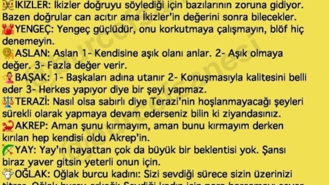 Senin burcun hakkında ne demişler acaba?