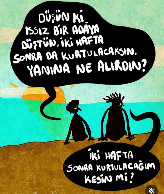 Düşün ki ; ıssız bir adaya düştün ve iki hafta sonra kurtulacaksın yanına ne alırdın?