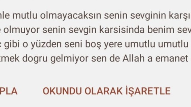 Bugün böyle bir mesaj aldım?
