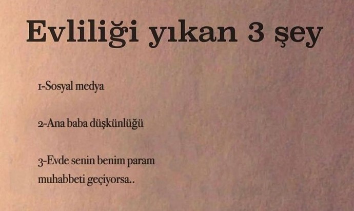Evliliği yıkan 3 şey söyler misiniz?