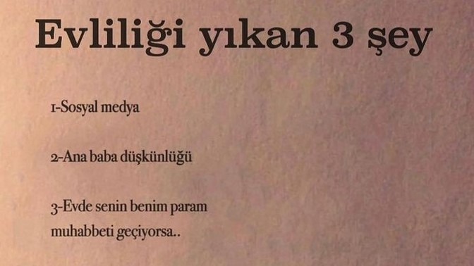 Evliliği yıkan 3 şey söyler misiniz?