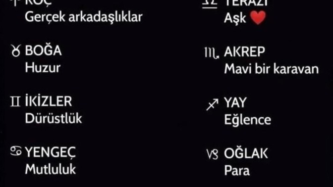 Senin burcunun istediği şey nedir?