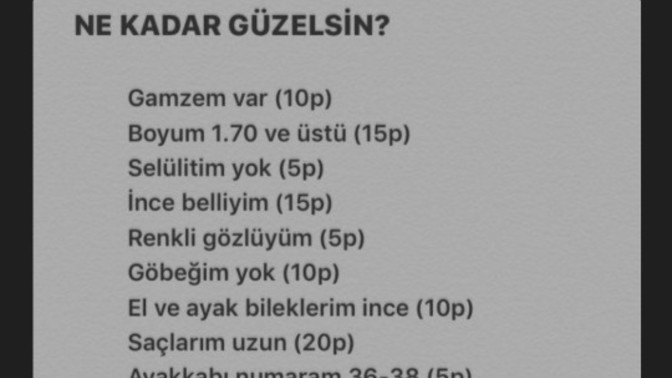 Yüzde kaç güzelsiniz?