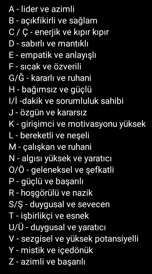 İsminin son harfi seni sana anlatıyor?