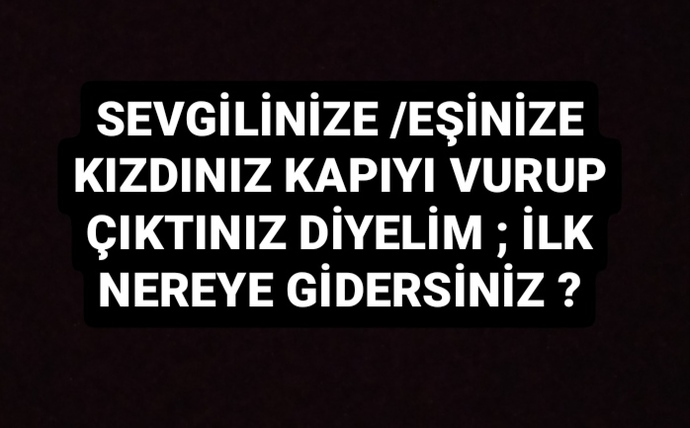 Sevgilinize/eşinize kızıp kapıyı vurup çıktınız diyelim, ilk nereye giderseniz?