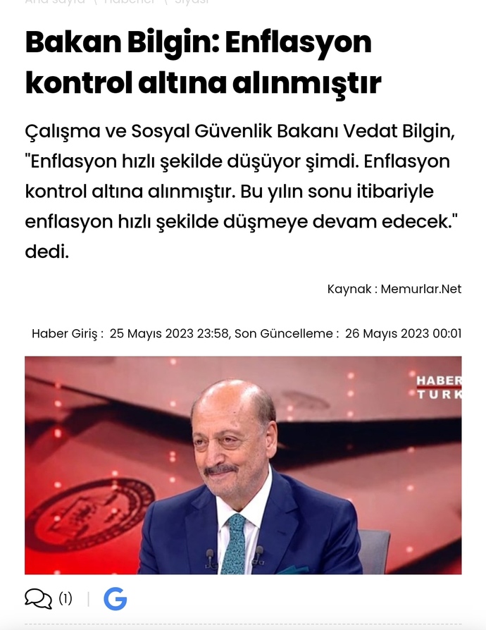 Enflasyon kontrol altına alınmış. Erdoğancı arkadaşlar buna kendileri inanıyor mu?