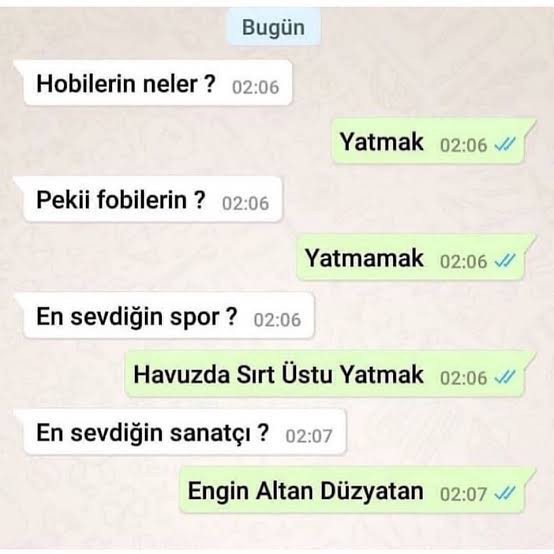 En zevk aldığınız şey nedir?