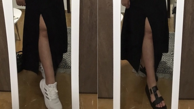 Elbisem spor ayakkabı ile mi daha iyi, sandaletle mi?
