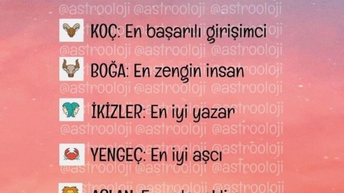 Senin burcun hangi top 10 listesine girer?