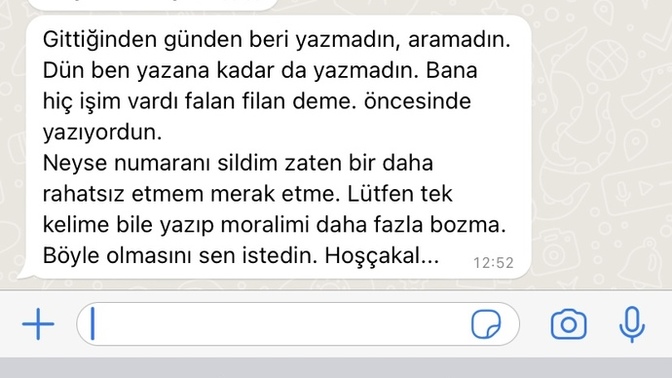 Kendince triplere girdi bu mesajı atmış. Sonrasında yazmadım aramadım. Detaya bakar mısınız?