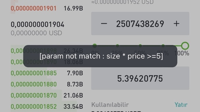 Coin alırken sorun yaşıyorum, neden böyle bir hata alıyorum?