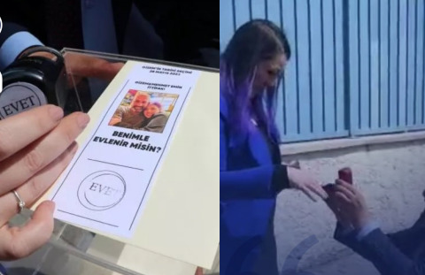 Bir kadına oy kullandığı sırada evlilik teklifi yapılıp, özel pusula ile cevap alınmış. Güzel fikir mi?