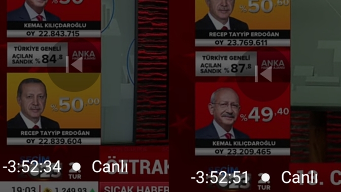 Erdoğan'ın oyu 17 saniye içerisinde neden aniden bu kadar arttı detaydaki kısım sadece benim mi dikkatimi çekti?