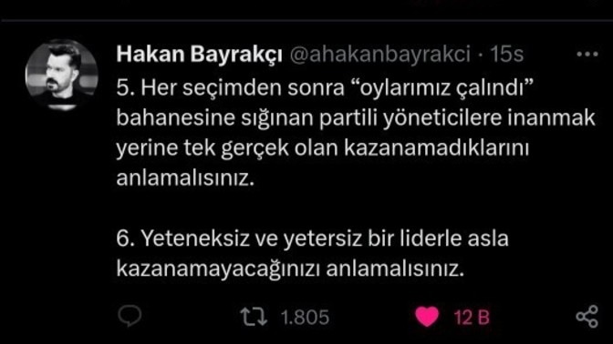 Sonar araştırma anket sirketi başkanı CHP kaybetme sebeplerini sıralamış. Siz bu maddeler için ne diyeceksiniz?