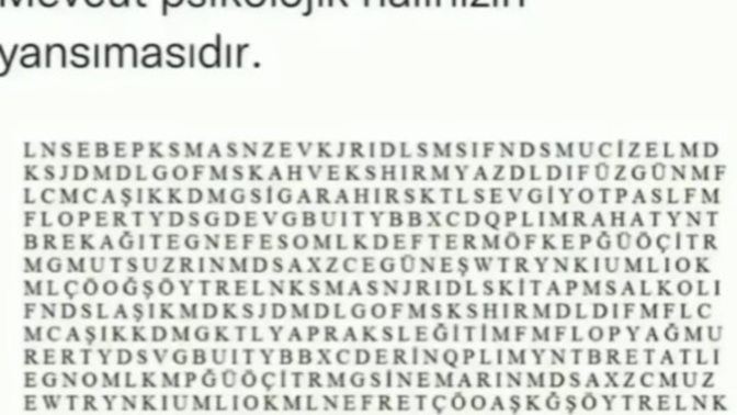 Hangi kelimeyi gordunuz?