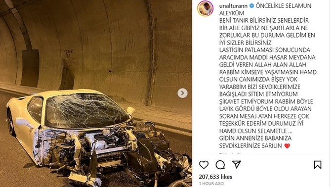 3 hafta önce aldığı Ferrari'siyle kaza geçiren Ünal Turan durumumuz iyi dedi. Hız yaptığı için mi kaza yaptı?
