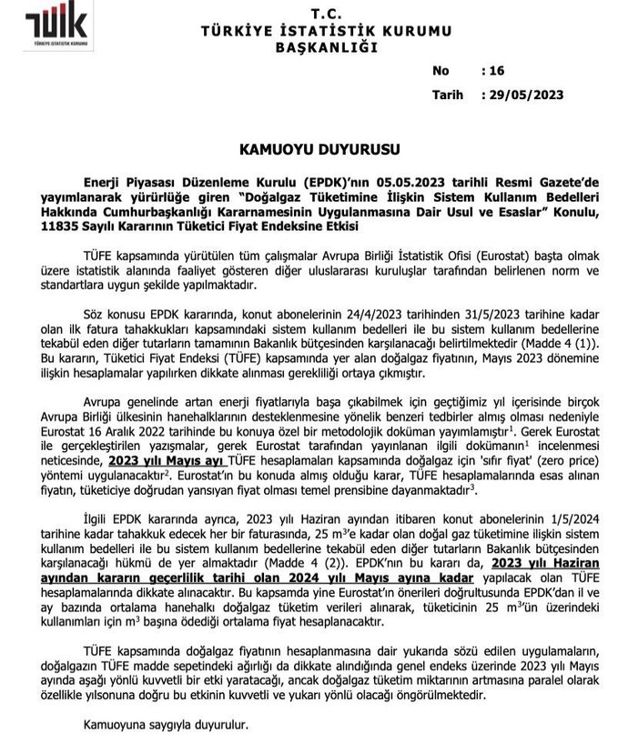 TÜİK’in 2023 Mayıs enflasyon hesabının keskin şekilde düşerek yüzde 40’ın altına ineceği öngörülüyor.