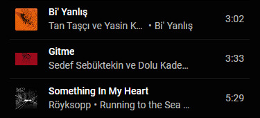 En son dinlediğiniz 3 şarkı hangileri?