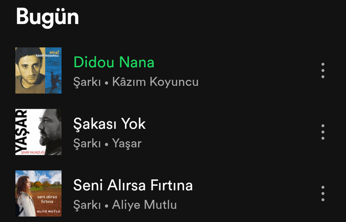 En son dinlediğiniz 3 şarkı hangileri?