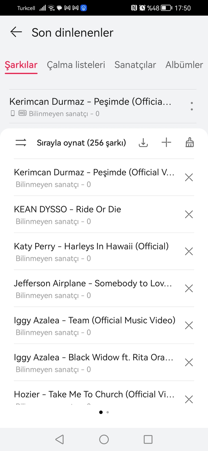En son dinlediğiniz 3 şarkı hangileri?