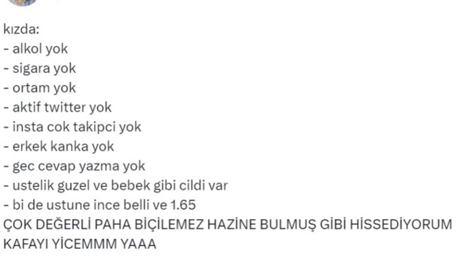 Bir Twitter kullanıcısı kendi ideal kadın listesini hazırlamış. Siz bu ideallere uyuyor musunuz, peki sizin ideal partner listeniz nasıl?