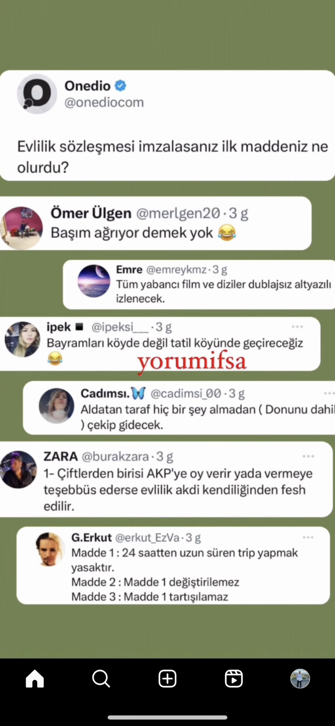 Evlilik sözleşmesi imzalasanız ilk maddeniz ne olurdu?