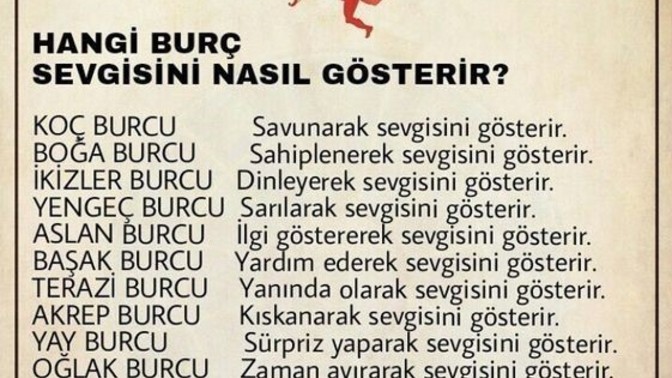 Hangi burç  sevgisini nasıl gösterir =)?