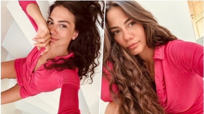 Yazla birlikte rengarenk paylaşımlar da geliyor! Pembe en çok Demet Özdemir'e mi yakışıyor?