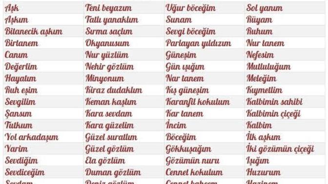 Sevgilinizin/eşinizin/arkadaşınızın en sevdiğiniz ve en sevmediğiniz hitap şekli nedir?