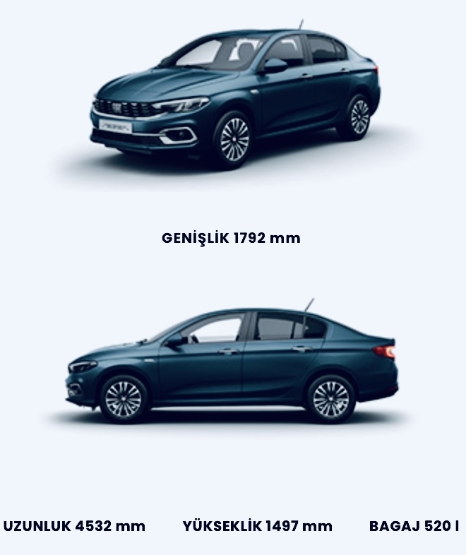 Fiat Egea Sedan’ın boyutları.