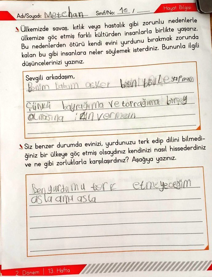 1. sınıf öğrencisi Metehanın mülteci güzellemesi yapan dezafermasyona verdiği cevap gündem oldu cevabını nasıl buldunuz siz?