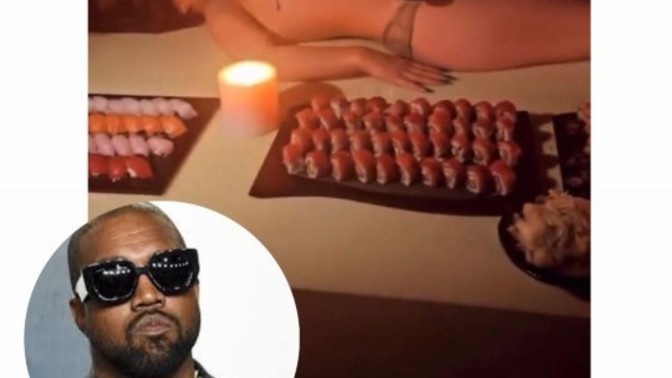 Kanye West kadın vücudun da suşi yedi, siz de yemek ister miydiniz?