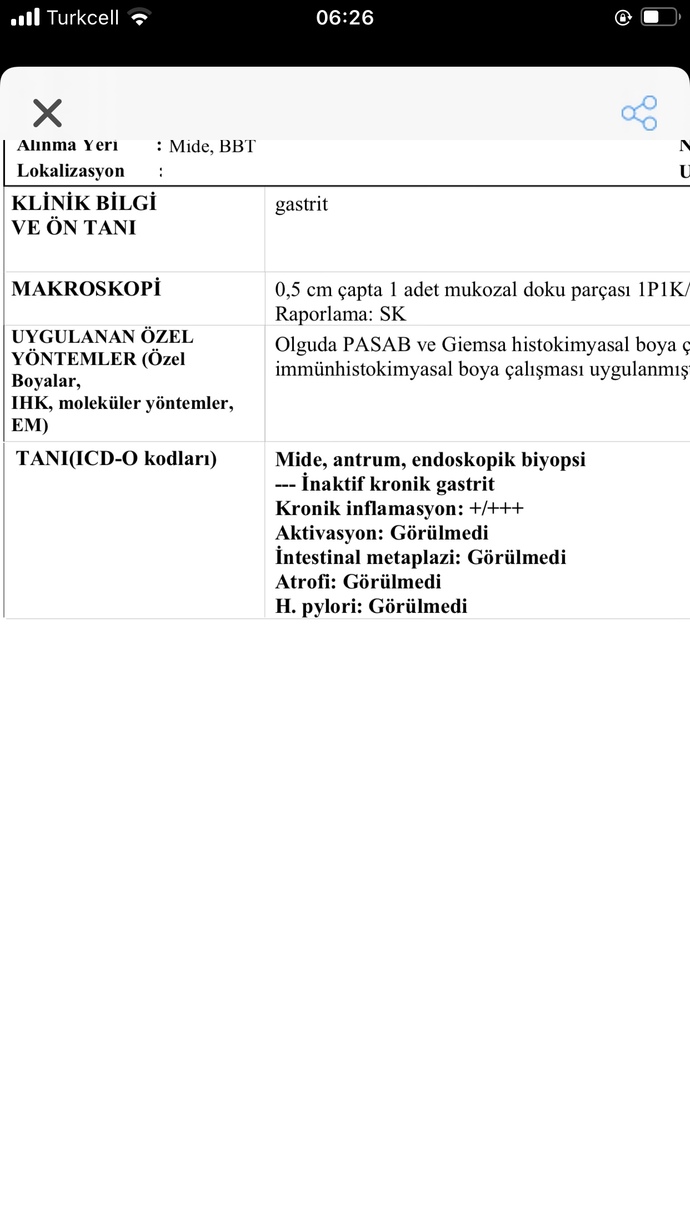 Endoskopi patoloji sonucum çıkmış anlayan varsa anlatsın nolur