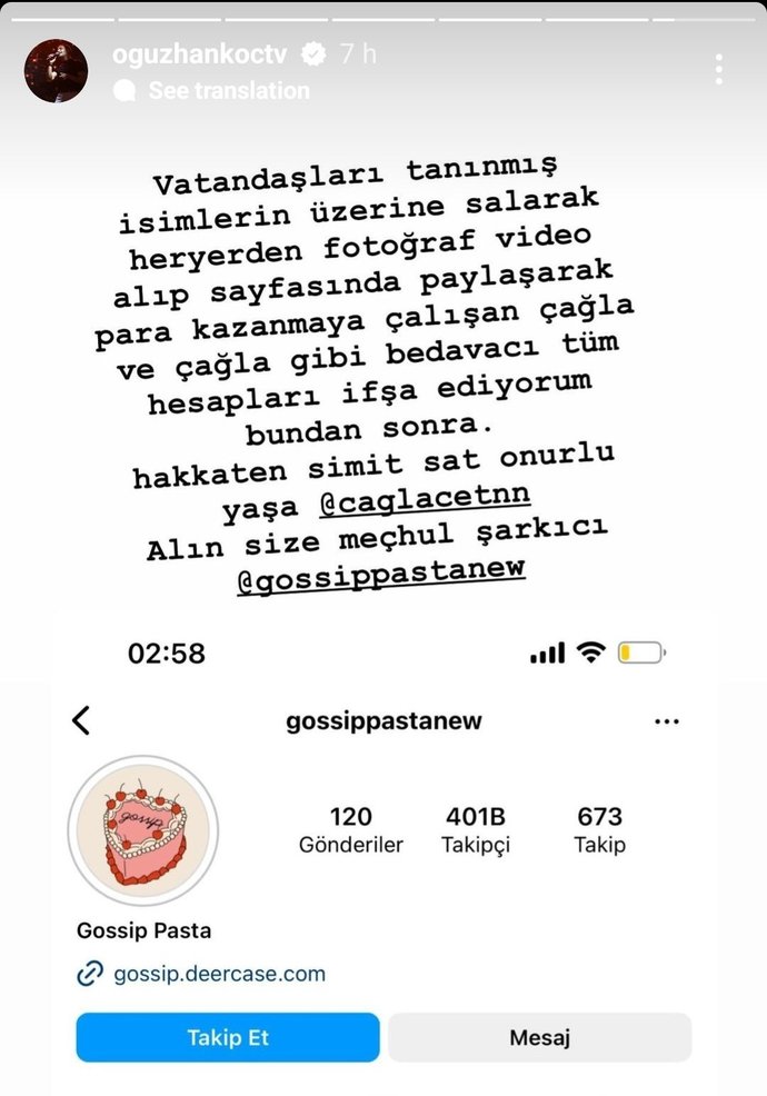 Oğuzhan Koç, Instagramda Gossippastanew adıyla ünlülerin haberlerini yapan kişiyi ifşalamış. Hak etmiş mi sizce?