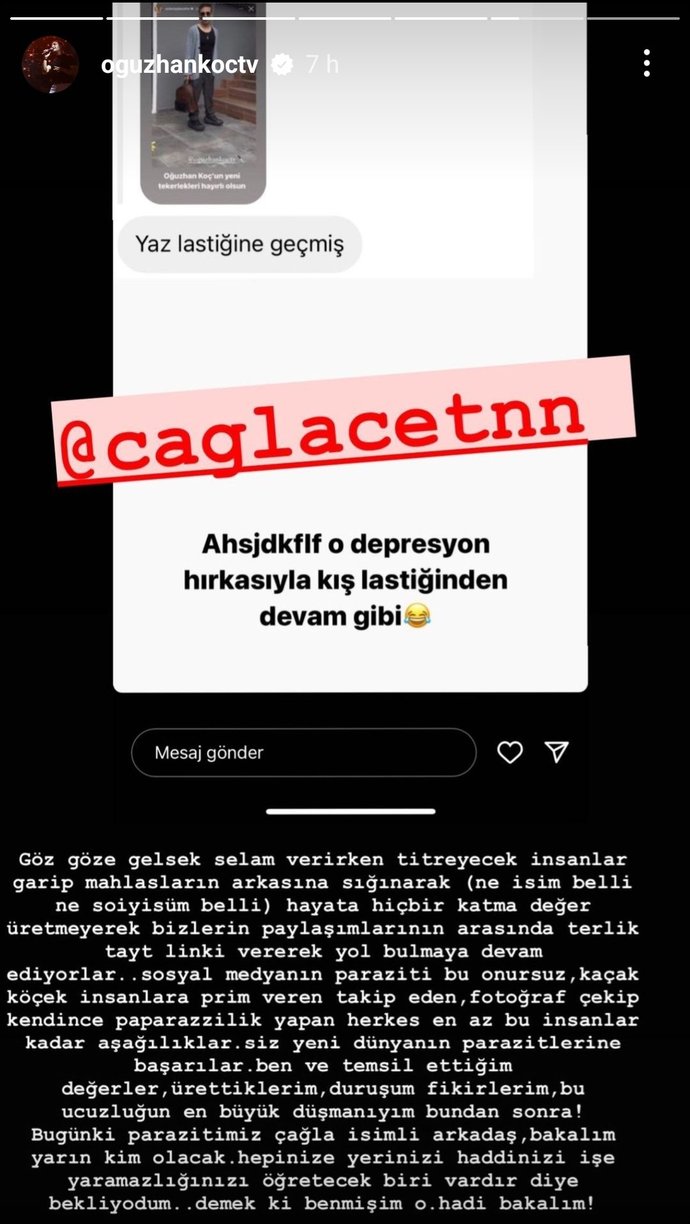 Oğuzhan Koç, Instagramda Gossippastanew adıyla ünlülerin haberlerini yapan kişiyi ifşalamış. Hak etmiş mi sizce?