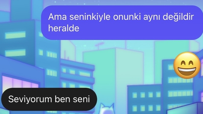Buradaki seviyorum arkadaş anlamında değil mi? Üzülme bak ben seviyorum seni gibi?