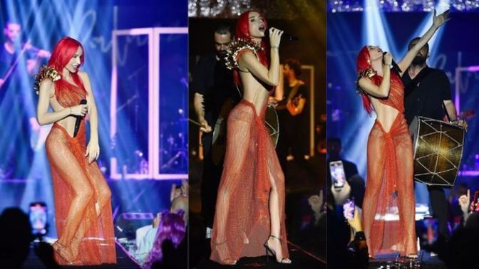 İstanbul'da bir mekanda konser veren #Gülşen kırmızı transparan elbisesiyle dikkat çekti. Sahne kostümleriyle adından söz ettiren Gülşen'in elbisesini nasıl buldunuz?