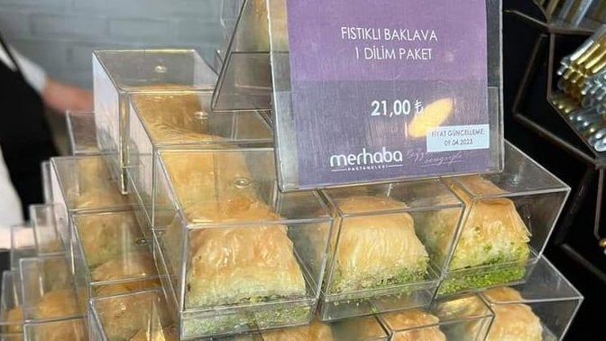 1 adet fıstıklı baklava 21₺ oldu düşünceleriniz?