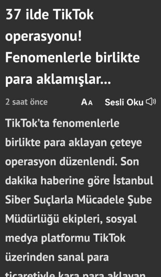 Tiktok üzerinden kara para aklandiğı ortaya çıkmiş,120 kisi göz altında, bu konu hakkinda ne duşunuyorsunuz?