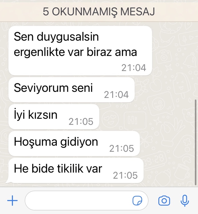 Eski sevgilimle konuşuyoruz böyle saçma sapan bişey yazdı bana ne denir buna şimdi?