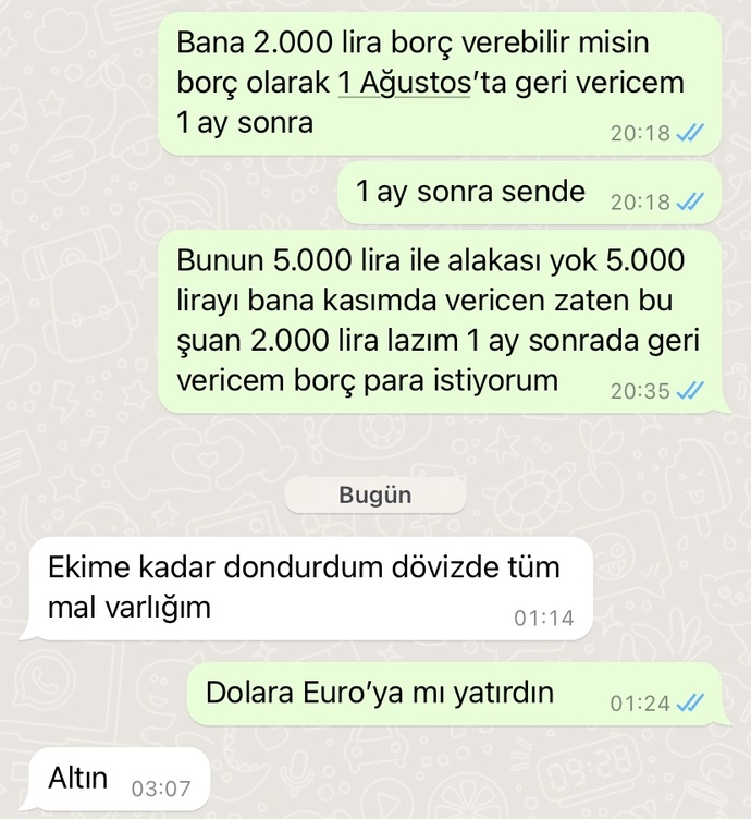 Zamanında 20.000 borç verdiğiniz insandan siz borç istediğinizde böyle cevap verse ne yaparsınız?