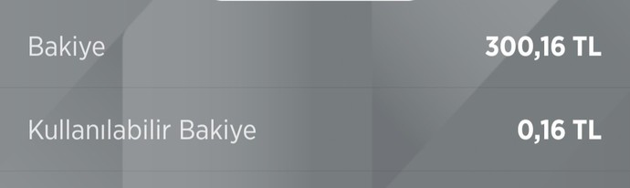 Kartımda para var fakat kullanılabilir bakiye 0 neden böyle?