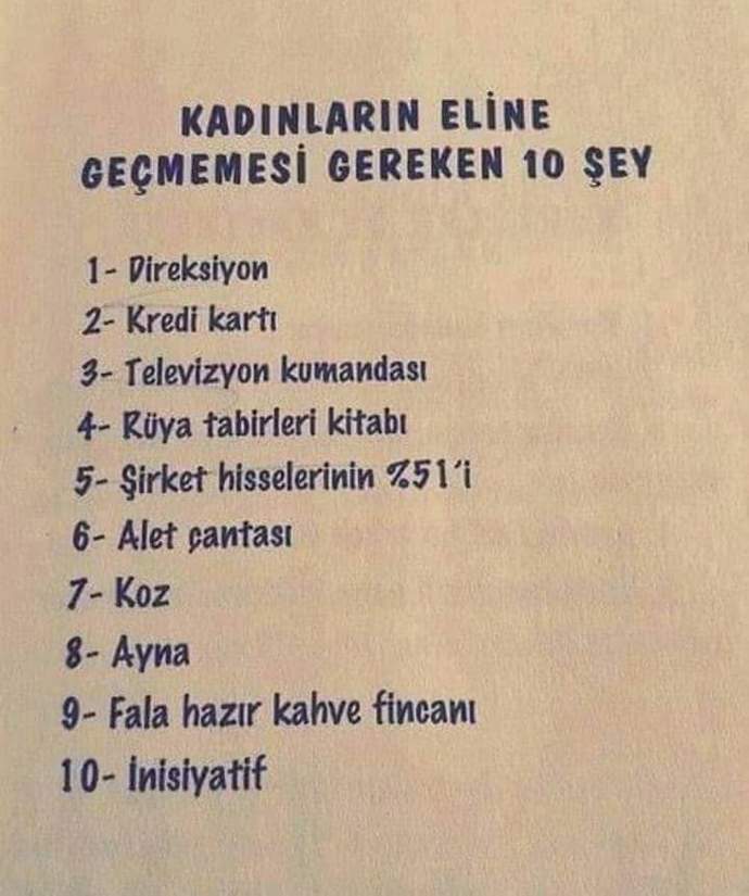 Kadınların eline geçmemesi gereken 10 şey böyleymiş. Sizce doğru mu?