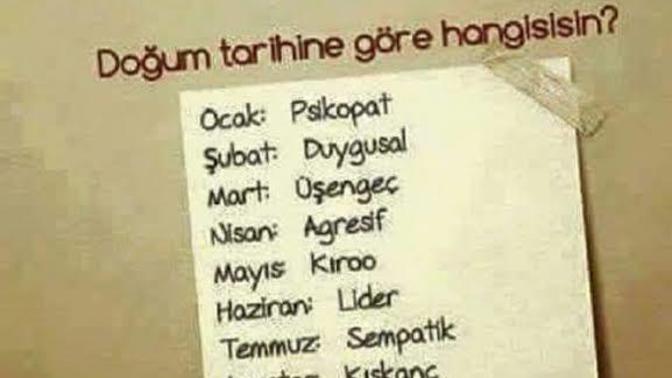 Doğum tarihine göre hangisisin?